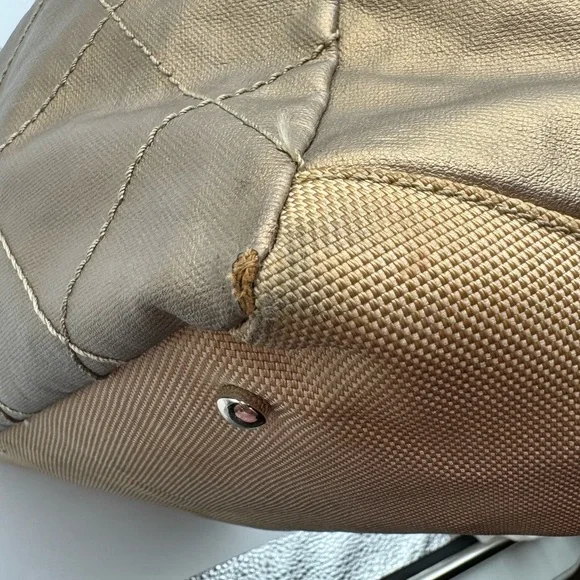 Chanel-Authentic-Paris Biarritz Tote GM Bag Shoulder Coated Canvas Leather Gold. - Picture 7 of 13